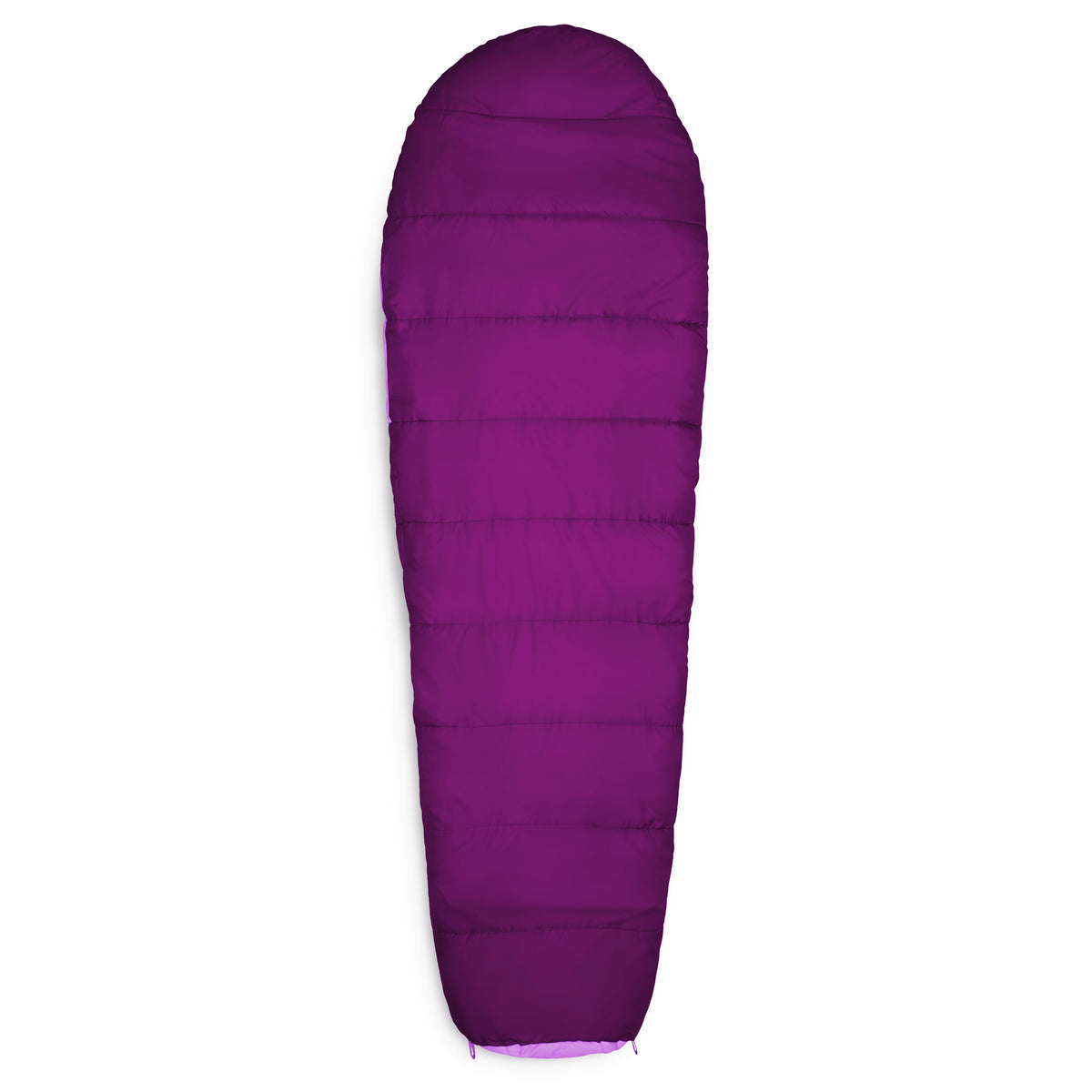 Camping Schlafsack Small & Light - Mumienschlafsack in Lila, wasserabweisend, mit Thermokragen und Packsack, 220 x 80 x 50 cm.