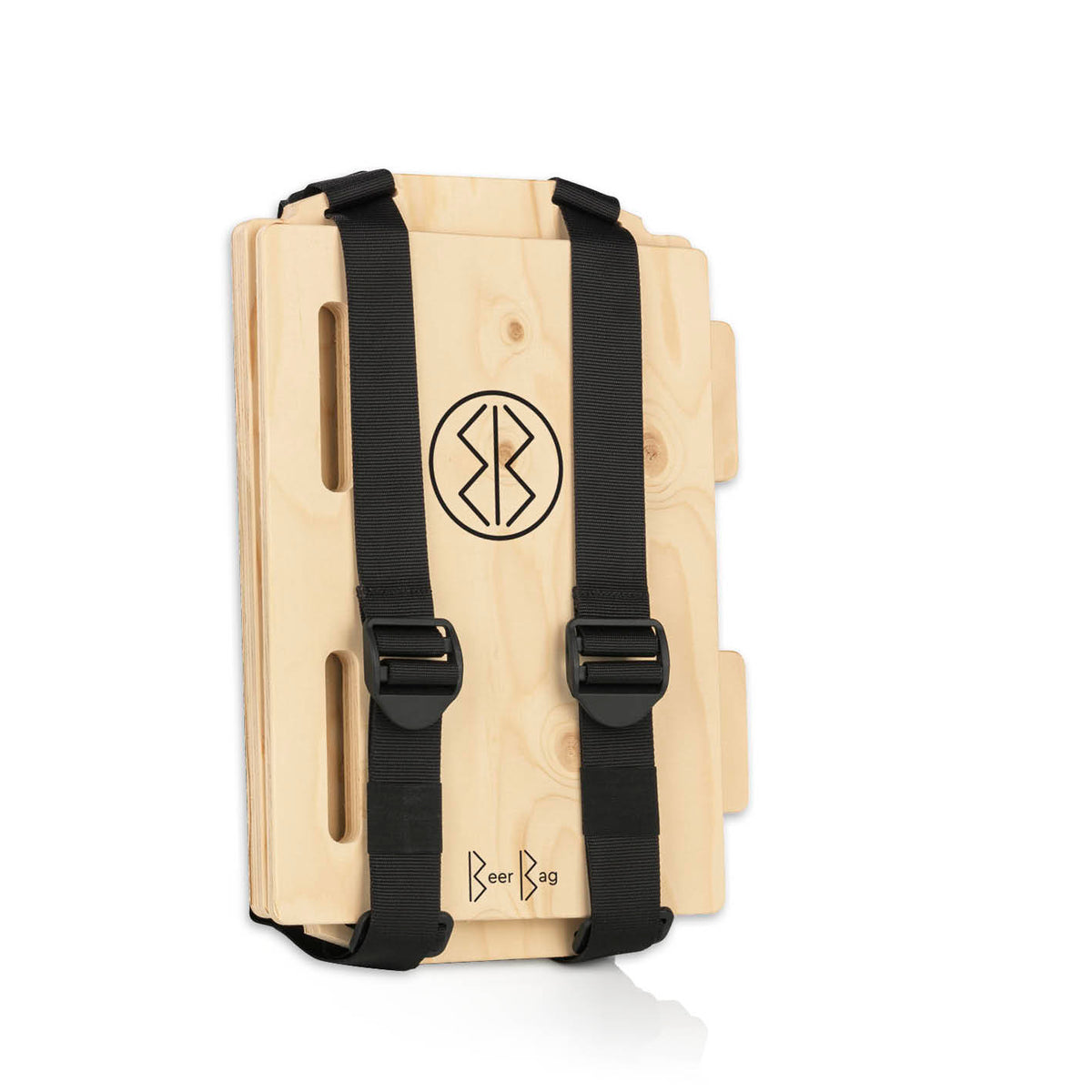 Das clevere Tragesystem für Bierkästen aus Holz mit verstellbaren Gurten für komfortablen Transport und flexible Nutzung.
