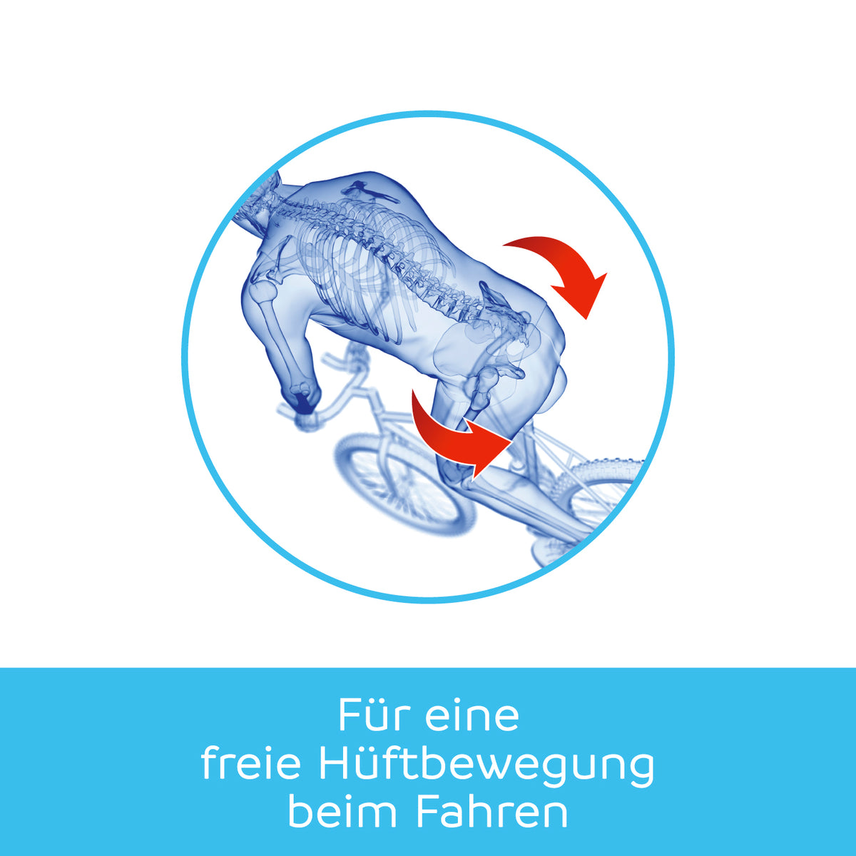 freibeik advanced - Das bewegliche Sattelgelenk 2.0 zeigt freie Hüftbewegung und verbesserte Übersicht beim Fahren.