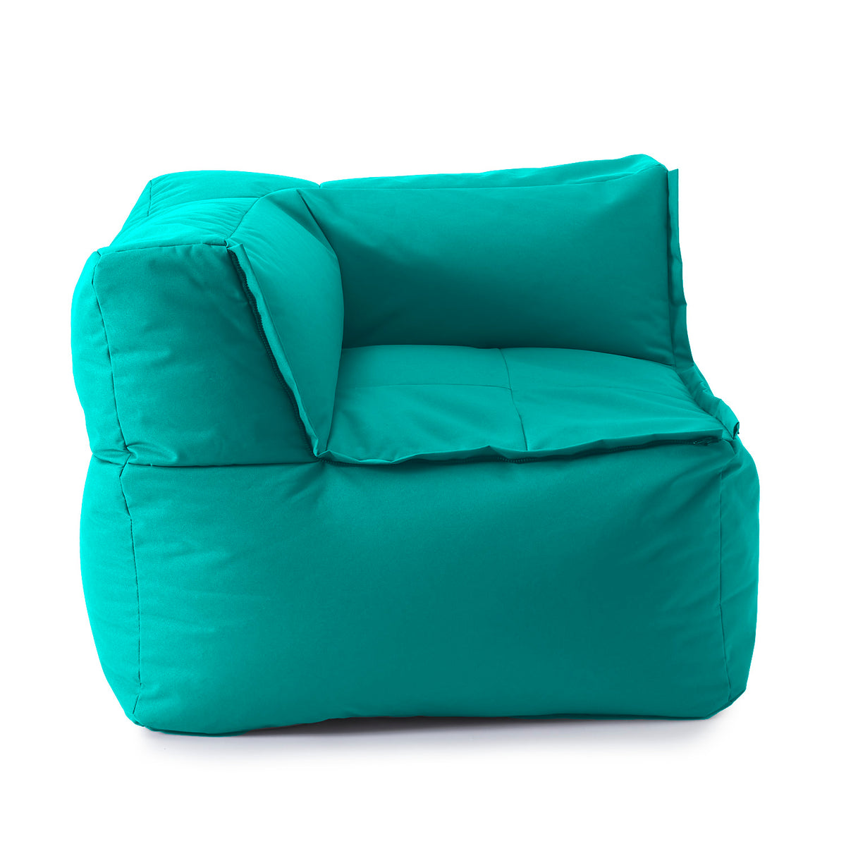 Sitzsack-Sofa Ecke (340 L) in Türkis, modulares System, indoor & outdoor, extrastark, pflegeleicht mit verdeckten Reißverschlüssen.