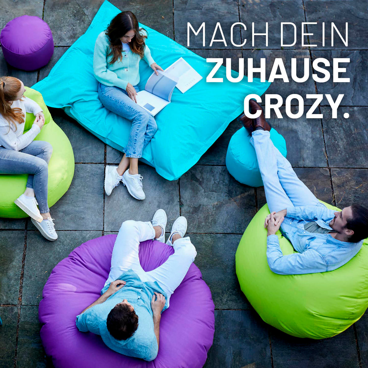 Sitzsack Drops (300 L) - indoor & outdoor - Silbergrau, großer bequemer Sitzsack für innen und außen mit langlebigen Nähten und hochwertiger Füllung