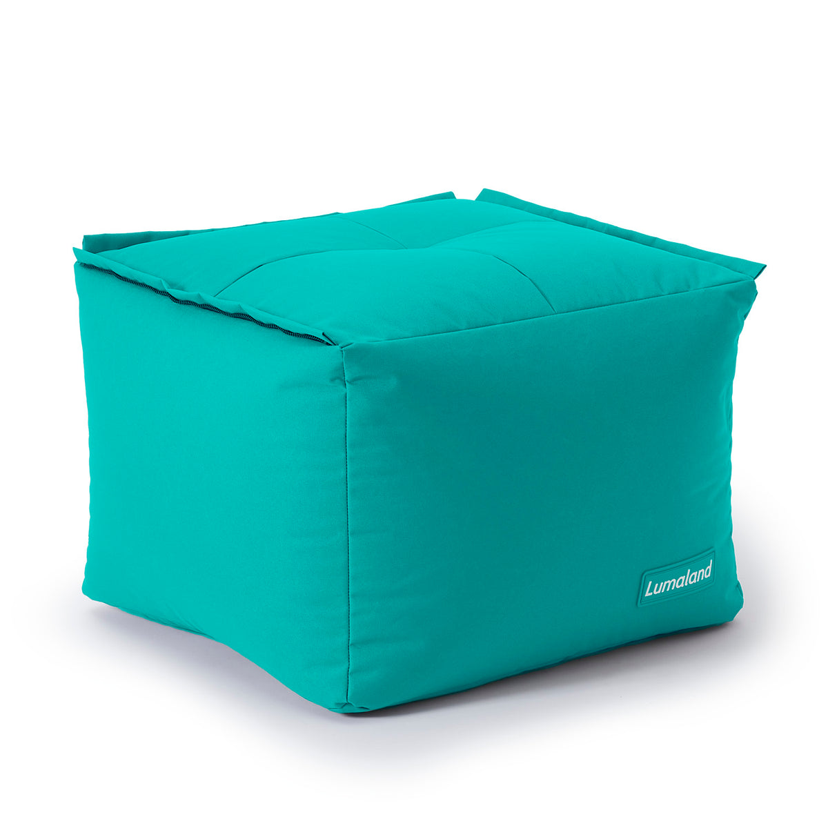 Sitzsack-Hocker (200 L) in Türkis mit modularen Reißverschlüssen, robustem Material, passend für indoor und outdoor Nutzung.