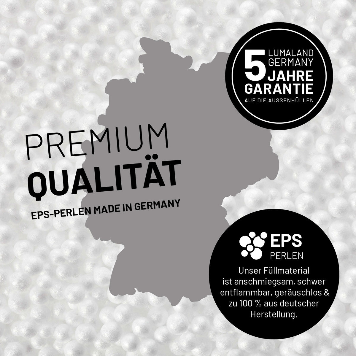 Sitzsack-Sofa Sessel (400 L) - Modulares System - indoor & outdoor - Senfgelb mit hochwertigen EPS-Perlen, deutscher Produktion und 5 Jahre Garantie.
