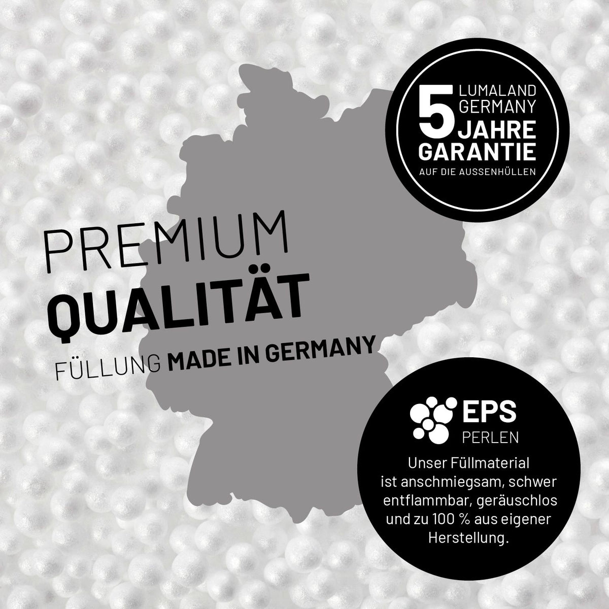 Sitzsack-Sofa Sessel (400 L) mit Premium EPS-Perlenfüllung, 5 Jahre Garantie, Made in Germany, für Indoor & Outdoor geeignet.