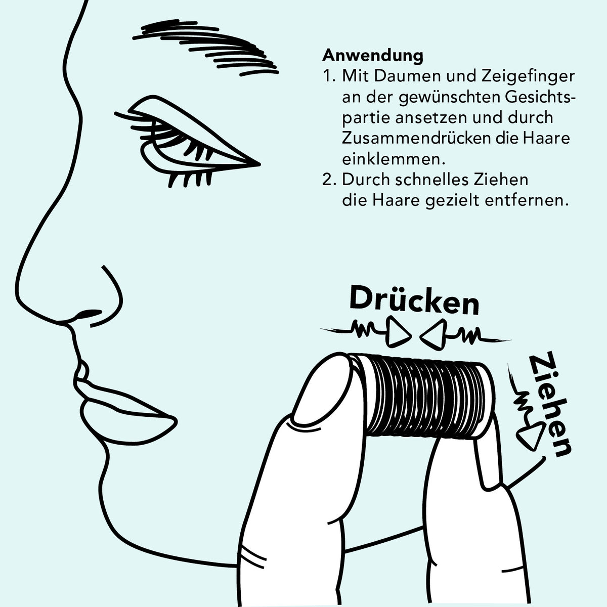 Mini Gesichtsepilierer inkl. Aufbewahrungsbox, Anwendung zur schnellen und gezielten Haarentfernung im Gesicht.