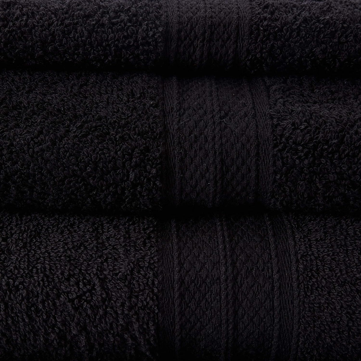Premium Handtücher 4er-Set - 2 Handtücher 50 x 100 cm + 2 Badetücher 70 x 140 cm - Schwarz, aus 100 % Baumwolle, saugfähig und weich.