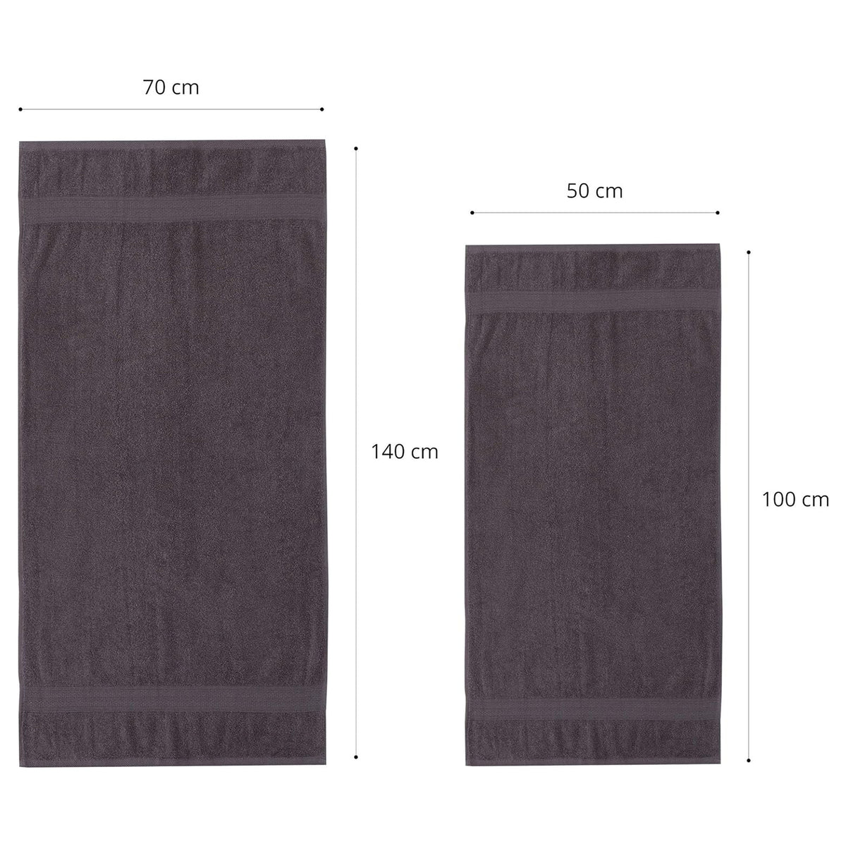 Premium Handtücher 6er-Set - 4 Handtücher 50 x 100 cm + 2 Badetücher 70 x 140 cm - Grau, Baumwolle, saugfähig, weiche Oberfläche
