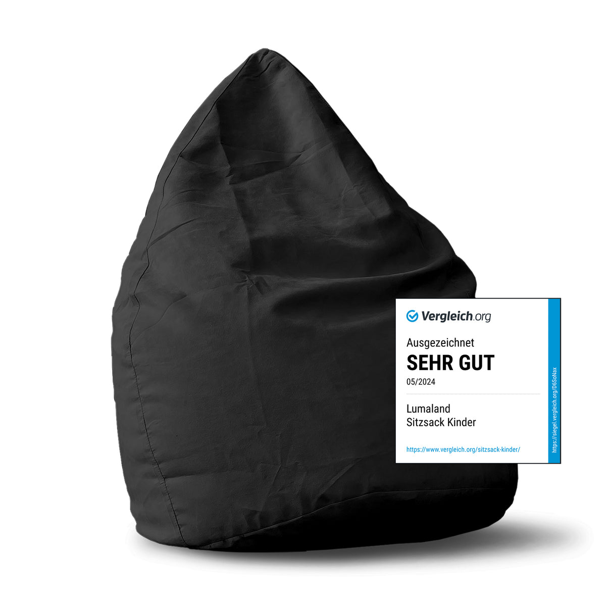 Luxury XL PLUS Sitzsack (220 L) schwarz, komfortabel, indoor, hochwertige EPS-Füllung, formanpassend und geruchsneutral.