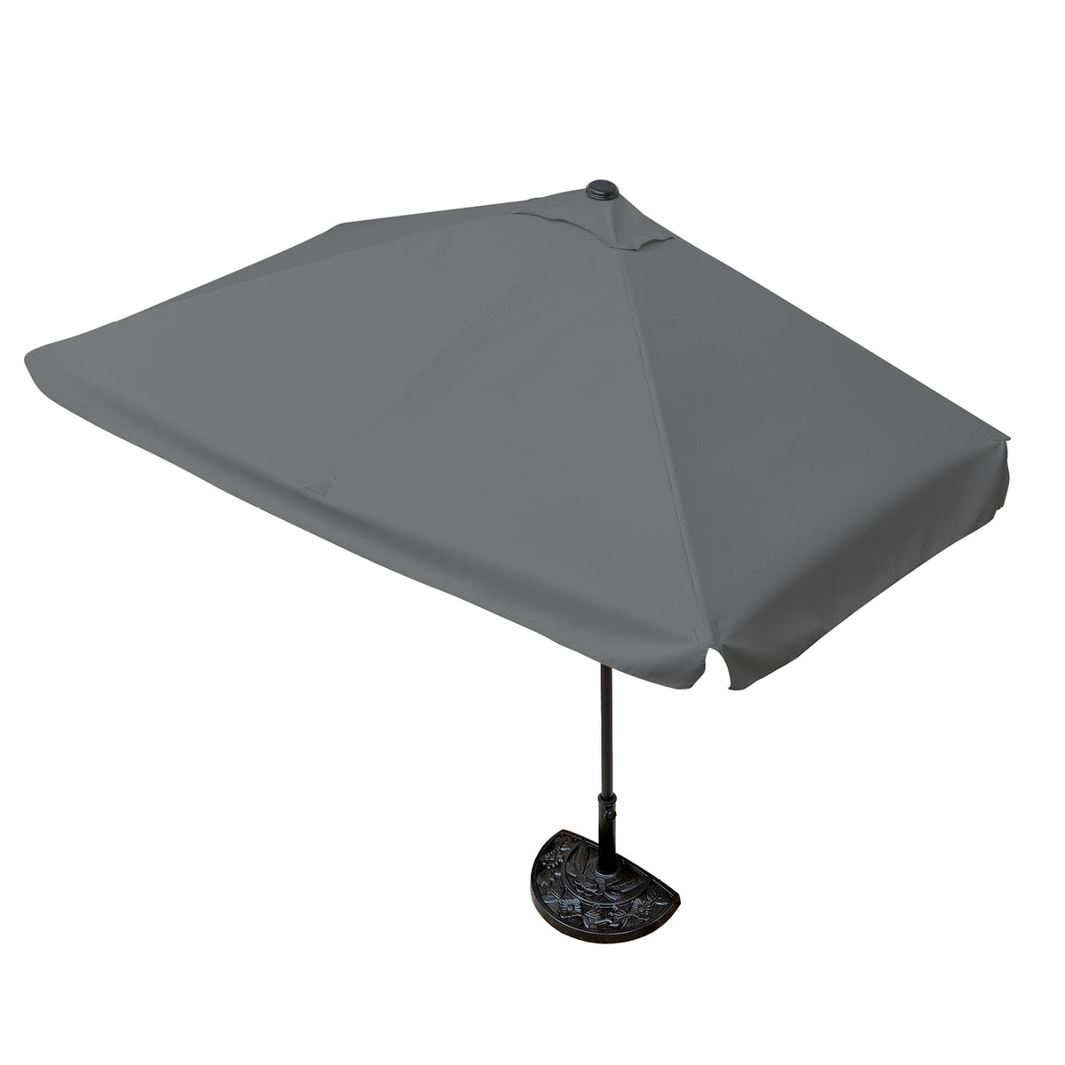 Sonnenschirm mit UV-Schutz mit Sonnenschirmfuß - rechteckig 230 x 140 cm - grau, ideal für Balkone mit Handkurbel und Gussfuß.