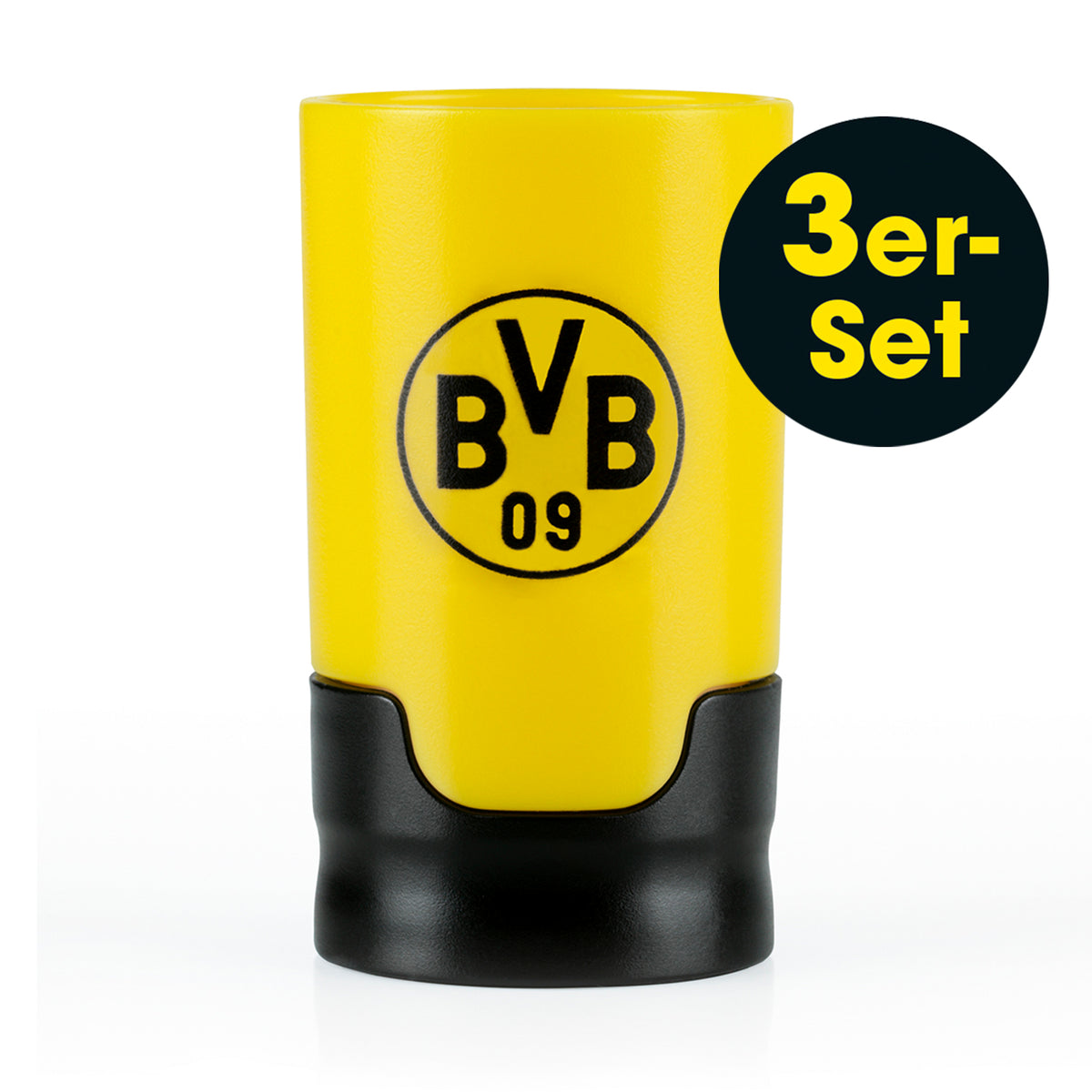 Bier-Aufbereiter im BVB-Design - 3er-Set, gelb-schwarzer Flaschenaufsatz für frischen Biergenuss und Insektenschutz.
