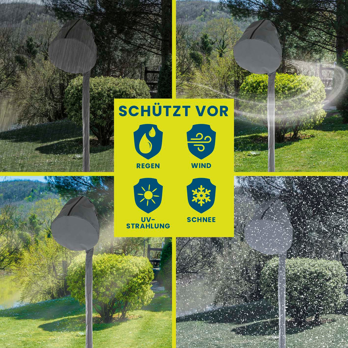 Heizstrahler-Schutzhülle von Hoberg schützt den Heizstrahler zuverlässig vor Regen, Wind, UV-Strahlung und Schnee, wasserfest und robust.