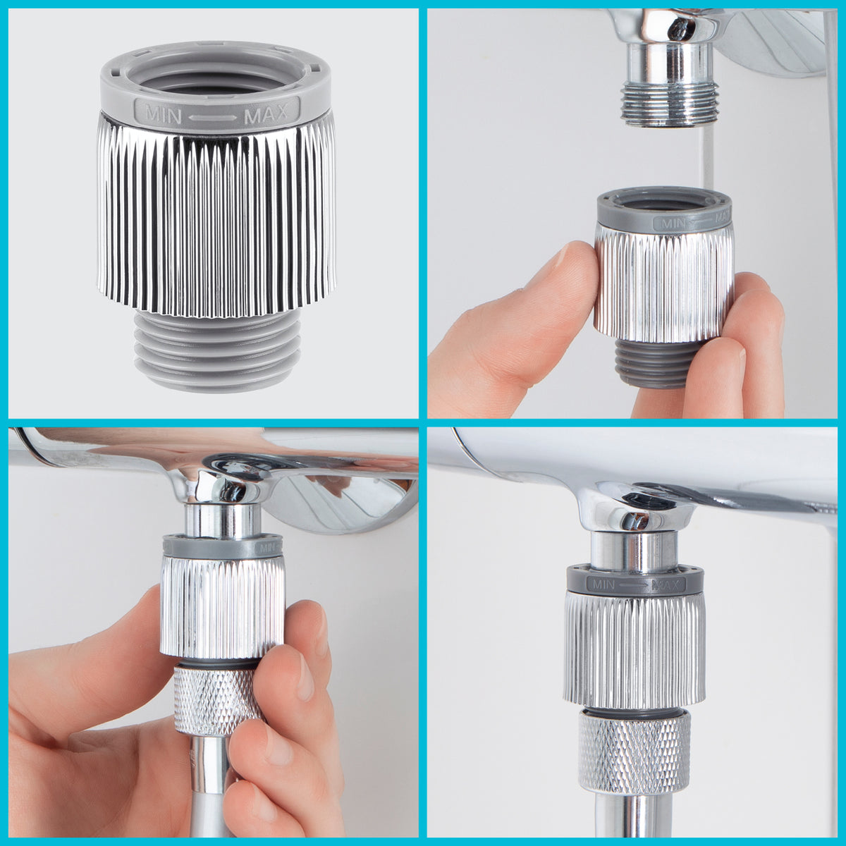 Einstellbarer Wassersparer für die Dusche - chromfarben - 2er-Set zur einfachen Montage und individuellen Wasserersparnis bis zu 90 %.
