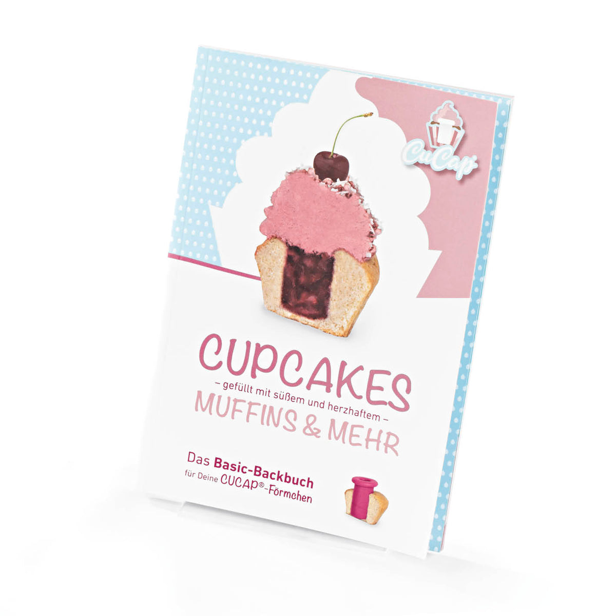 CuCap Backbuch für Cupcakes, Muffins & Mehr mit 76 Seiten und 40 Rezepten, DIN-A5 Softcover, 2. Auflage 2020.