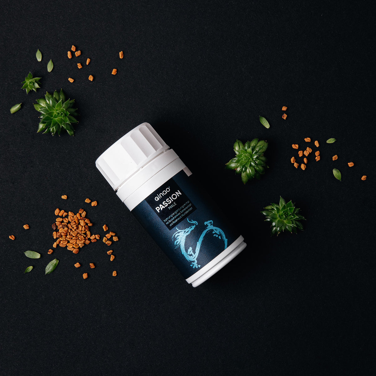 Nahrungsergänzungsmittel PASSION MALE - 90 Kapseln mit Bockshornklee, Rosenwurz, Chili, Magnesium, Zink und Vitamin B6.