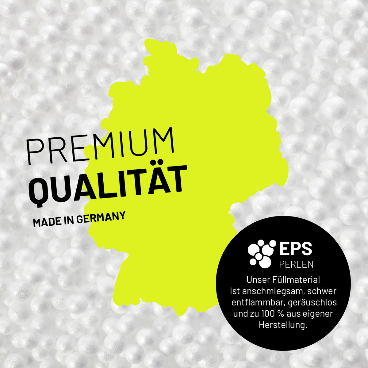 Sitzsack-Hocker/Pouf (50 L) mit hochwertigen, made in Germany EPS-Perlenfüllung, langlebig und für indoor & outdoor geeignet.