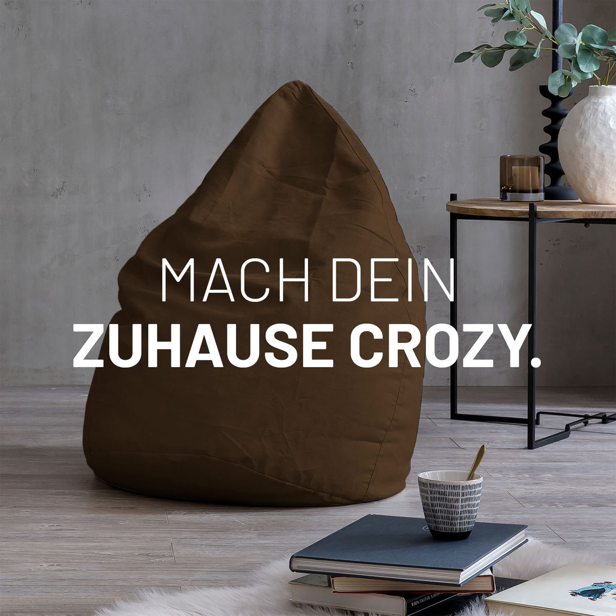 Luxury XL Sitzsack (120 L) - indoor - Braun von Lumaland, bequemer Sitzsack für Wohnzimmer und modernes Wohnen.