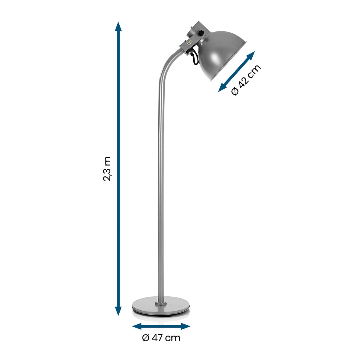 Infrarot-Heizstrahler mit Standfuß, Lampendesign, höhenverstellbar, 3 Heizstufen, Carbon-Infrarot-Technologie, für drinnen und draußen.