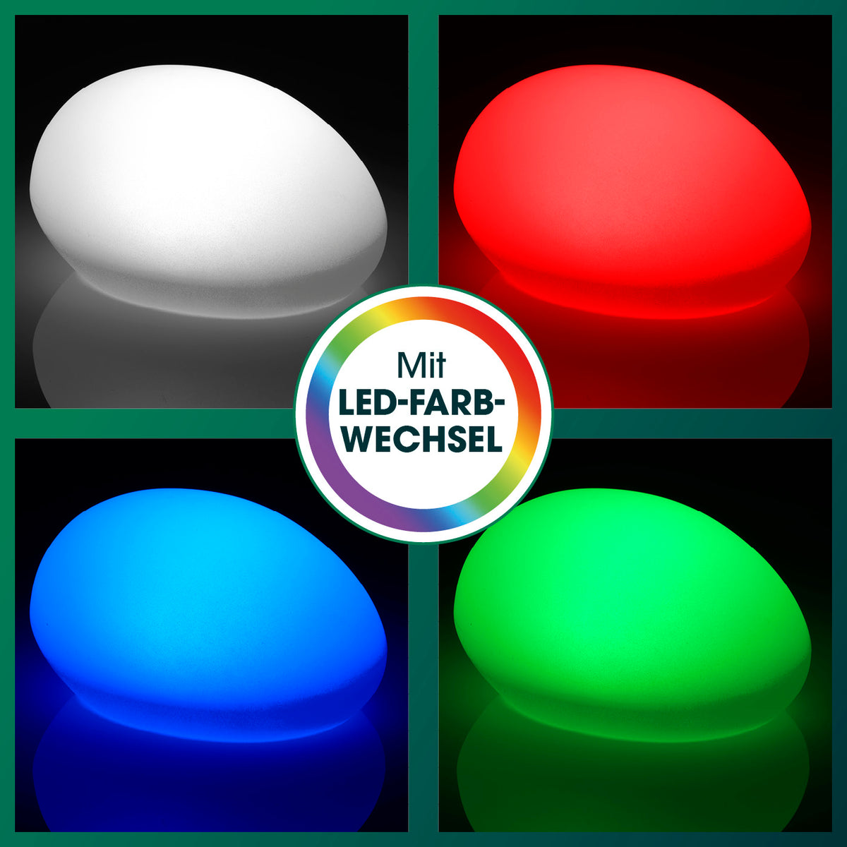 Solar-Leuchten Set Stein flach - 3er-Set mit warmweißem Licht und stimmungsvollem LED-Farbwechsel in dekorativer Stein-Optik.