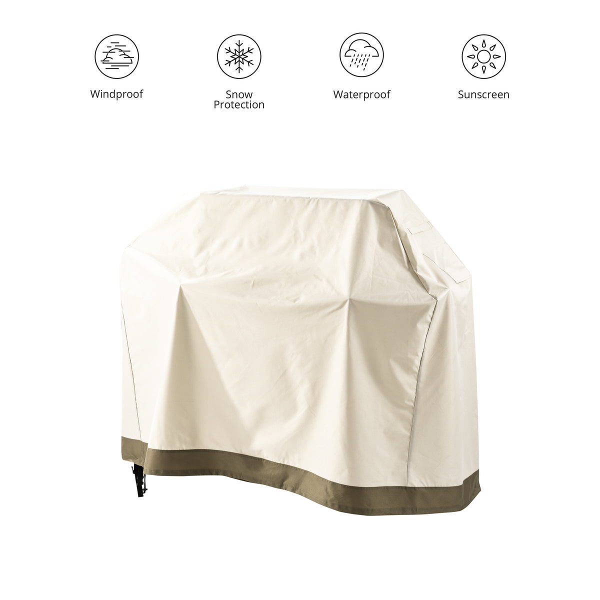 Gartenmöbelabdeckung Grill Abdeckhaube 152,4x63x125 cm beige, wasserdicht, winddicht, schnee- und sonnenschutz.
