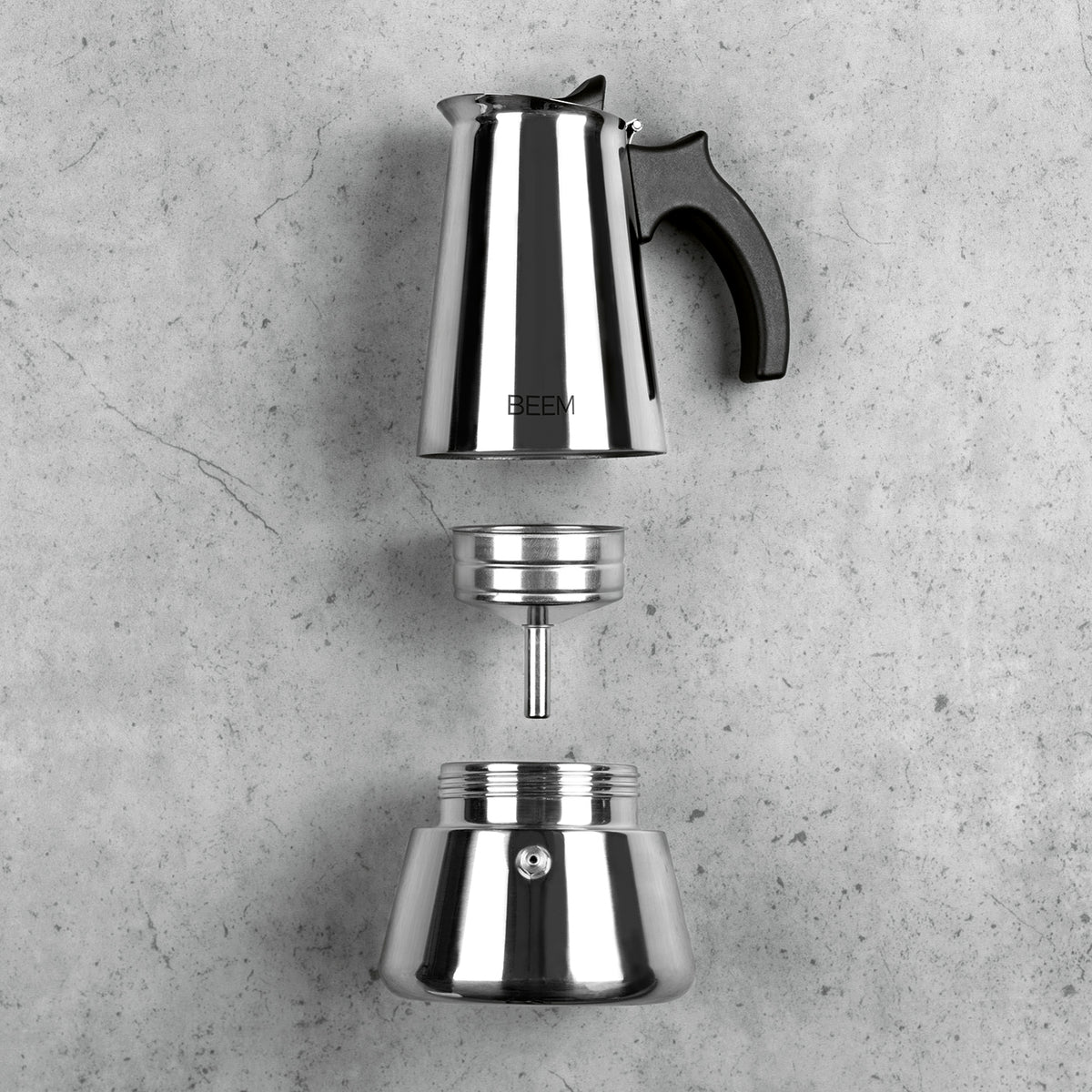 ESPRESSOMAKER - Espressokocher - 6 Tassen aus Edelstahl, einfach zerlegbar, für alle Herdarten geeignet, ideal für aromatischen Espresso zu Hause und unterwegs.