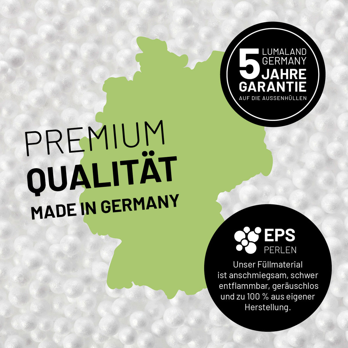 Luxury Fluffy Sitzsack (120 L) - indoor - Lila mit Premium EPS-Füllung, 5 Jahre Garantie und Qualität Made in Germany.
