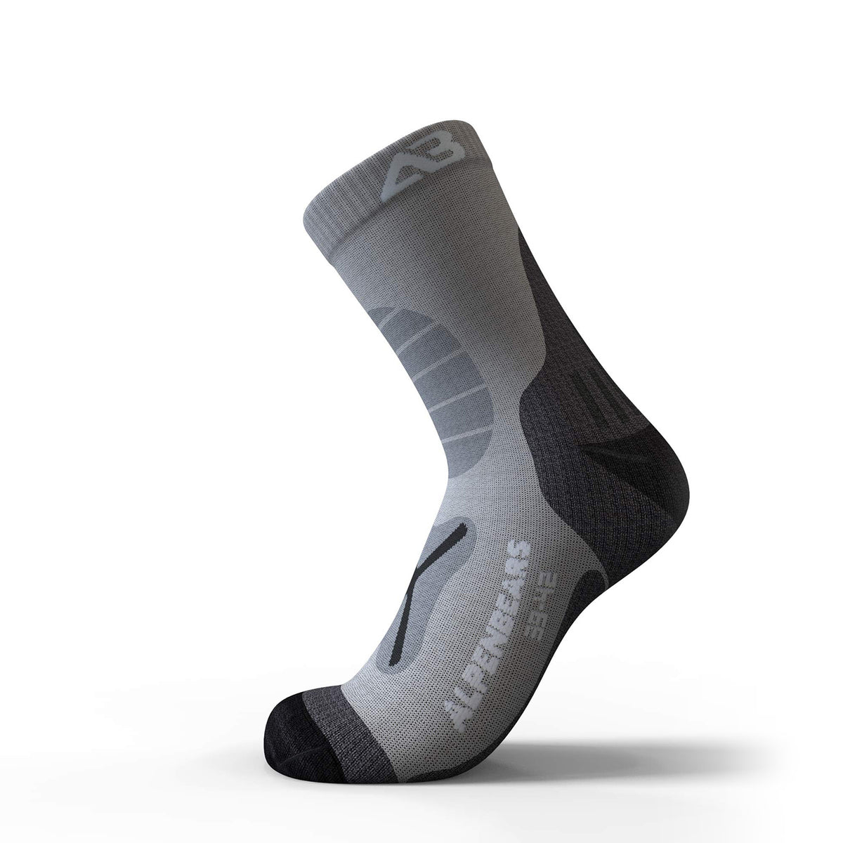 Wandersocken Merinowolle - 2er-Set - Grau-Schwarz - Größe 39-42, warme, feuchtigkeitsregulierende und gepolsterte Wandersocken aus hochwertiger Merinowolle.