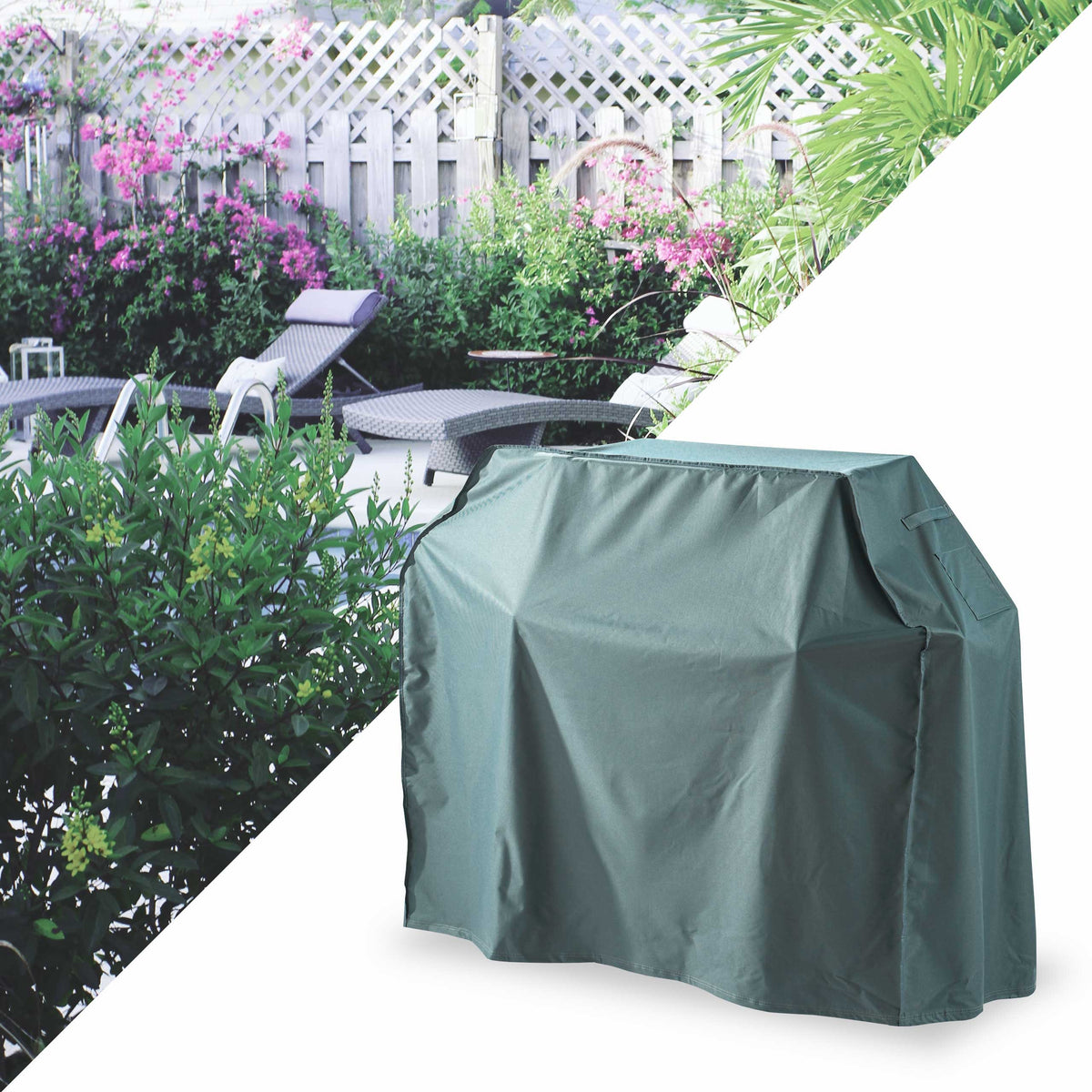 Gartenmöbelabdeckung Grill Abdeckhaube 152,4x63x125 cm in Grün/Grau, wasserdicht und wetterfest zum Schutz vor Regen und Sonne.