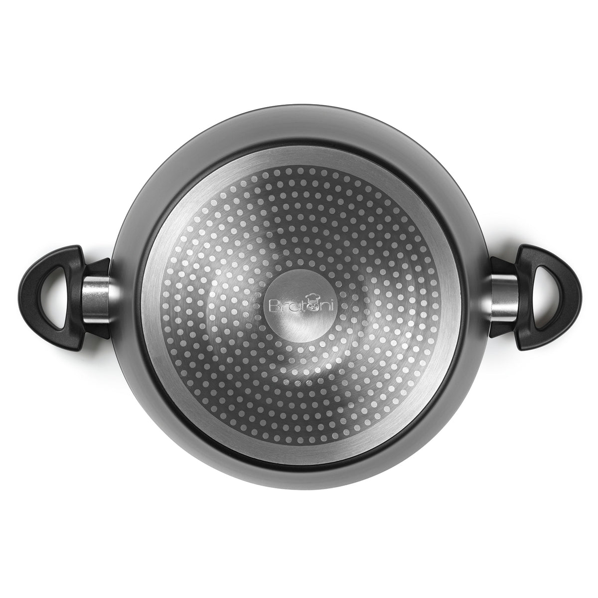 Aluminium-Kochtopf geschmiedet - 20 cm - schwarz, robust, kratzunempfindlich, Cool-Touch-Griffe, geeignet für alle Herdarten inklusive Induktion.