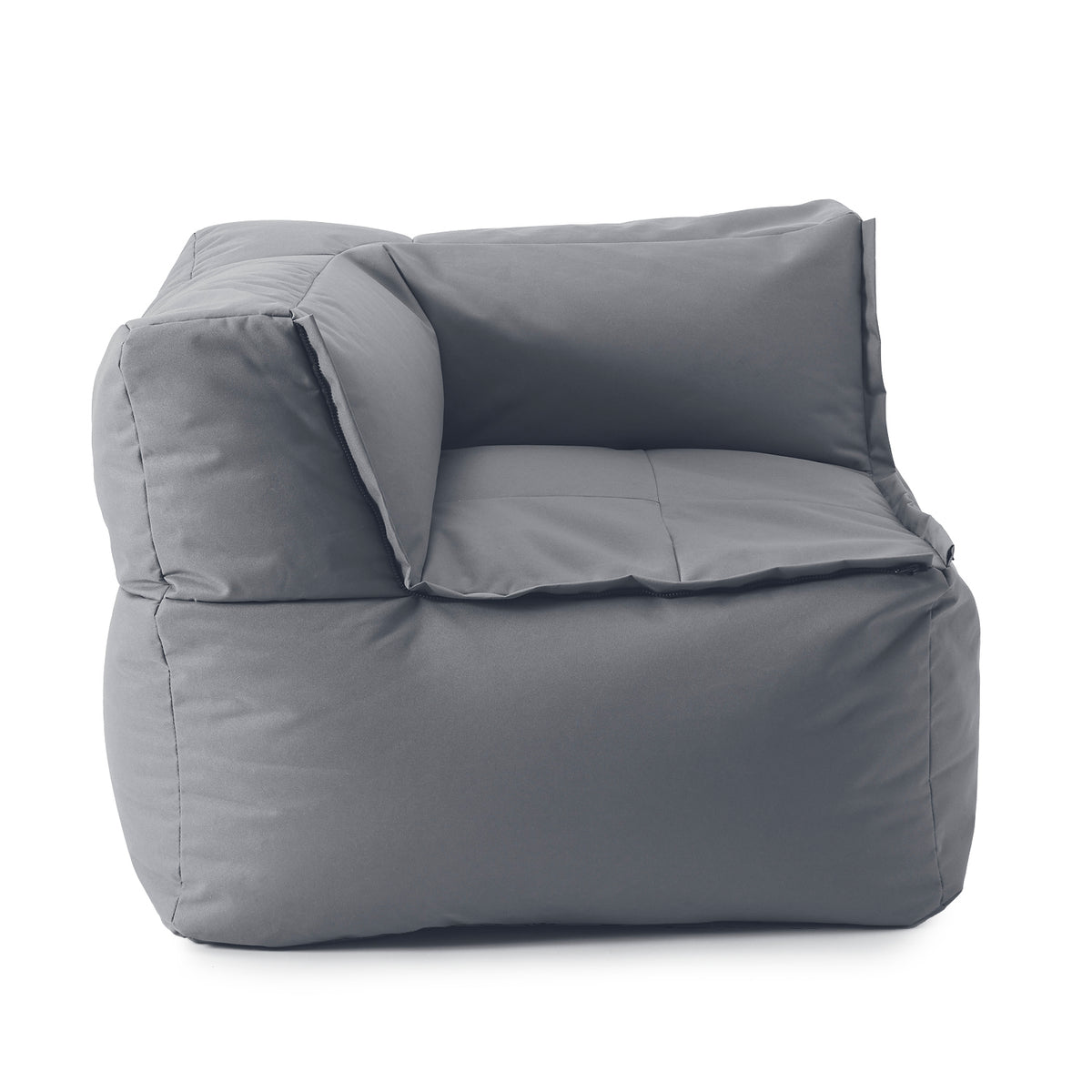 Sitzsack-Sofa Ecke (340 L) grau, modular, indoor & outdoor, extrastark, mit robusten Nähten und abwischbarem Bezug.