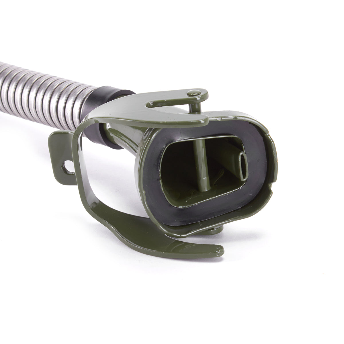 Flexibler Ausgießer für Benzin für Metall-Kraftstoffkanister Olivgrün mit Entlüftungskanal und internem Filter, Länge ca. 25 cm.