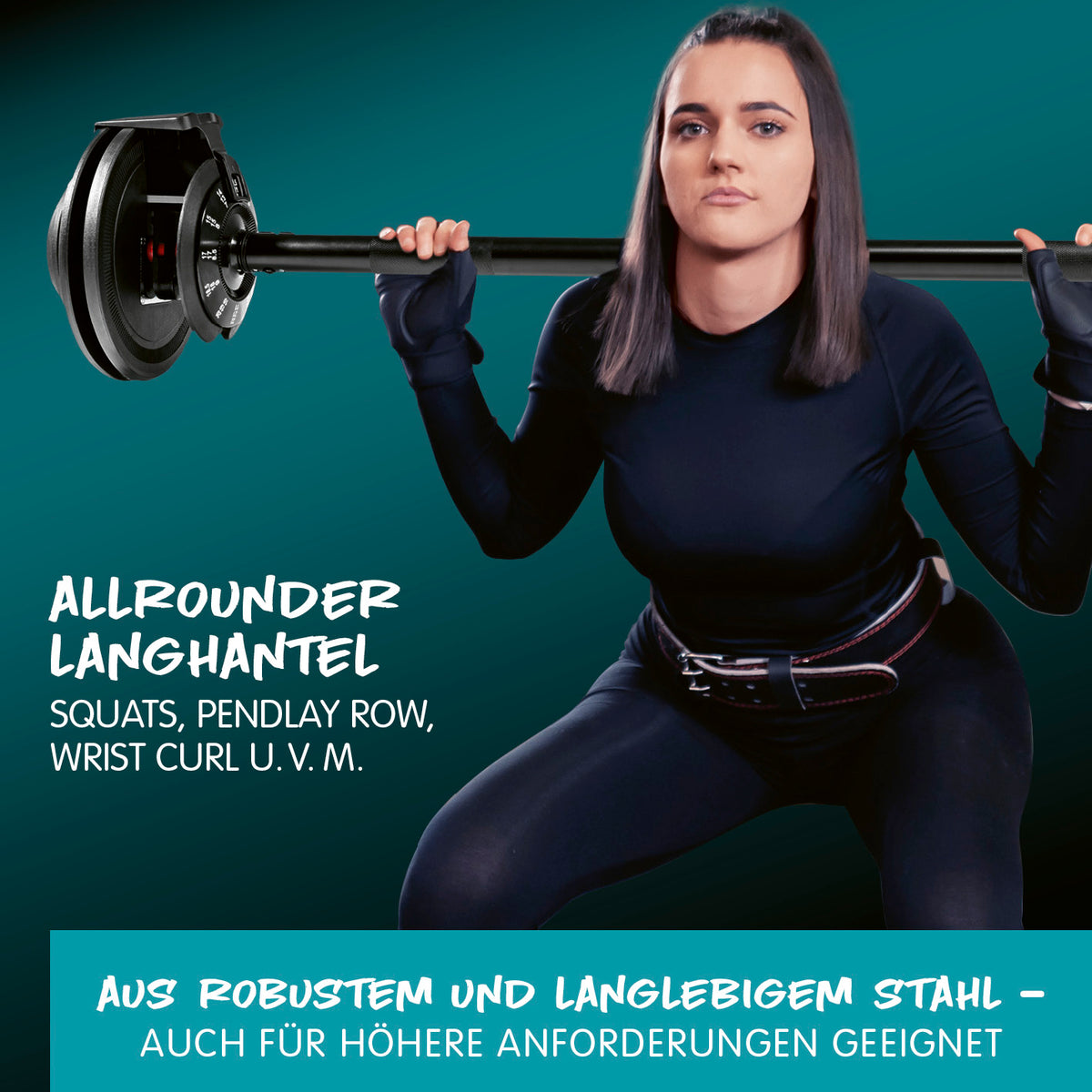 Multifunktionshantel mit robustem Stahl, ideal für Squats, Pendlay Rows und vielseitiges Ganzkörper-Workout bei DoYourFitness.