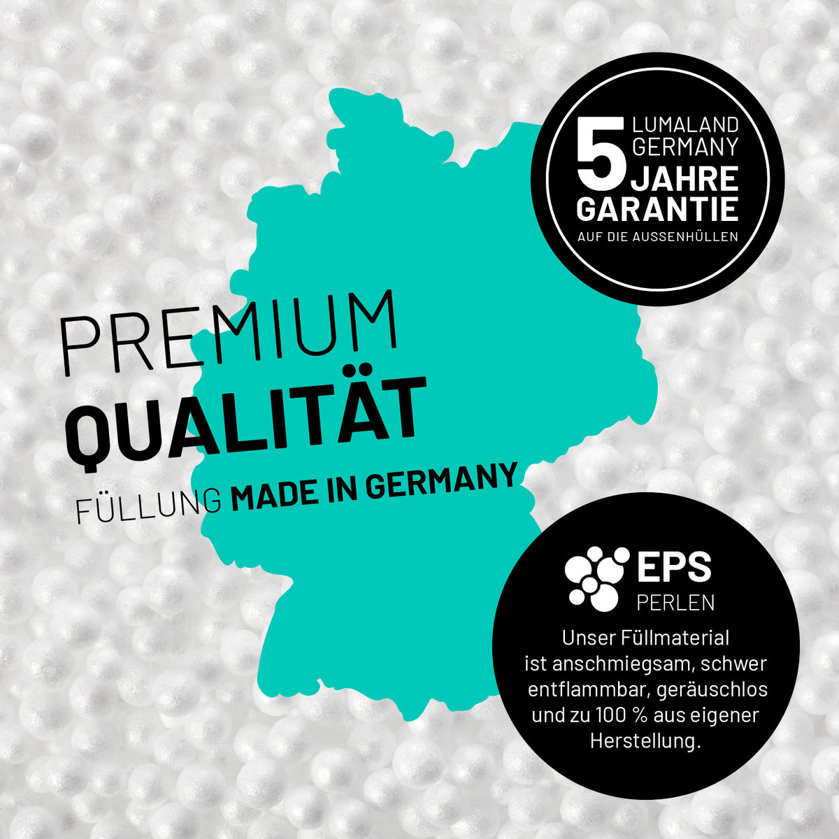 Sitzsack-Sofa Sessel (400 L) mit Premium EPS-Perlenfüllung, 5 Jahre Garantie, modular für In- und Outdoor, Apfelgrün, Made in Germany.