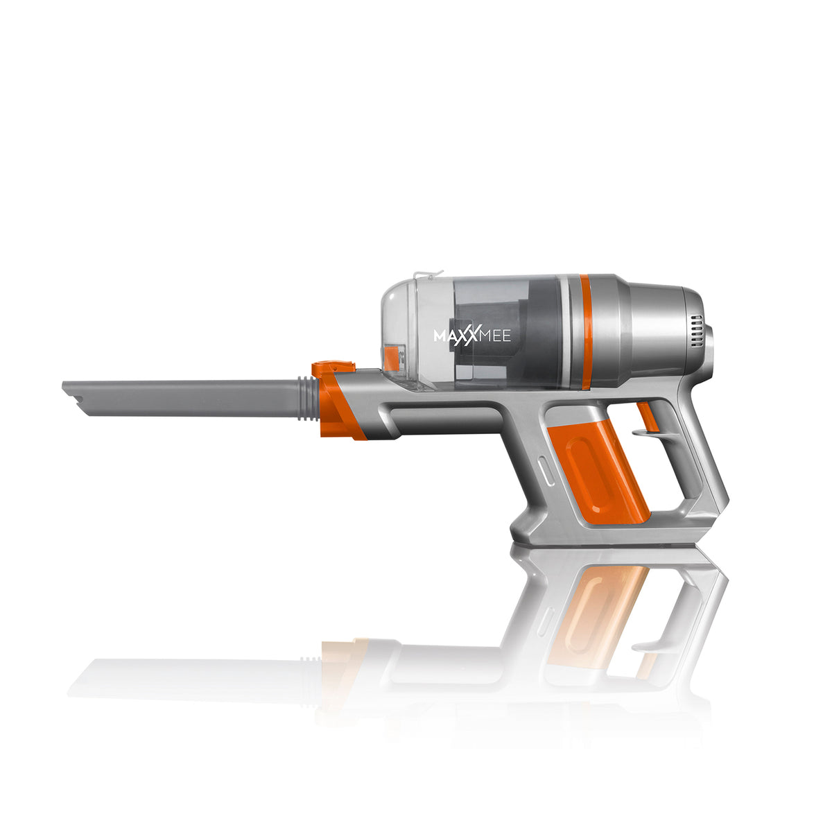 Akku-Zyklon-Staubsauger Pet Star - orange/silber, kabelloser Handstaubsauger mit rotierender Bodendüse und 600 ml Schmutzauffangbehälter.