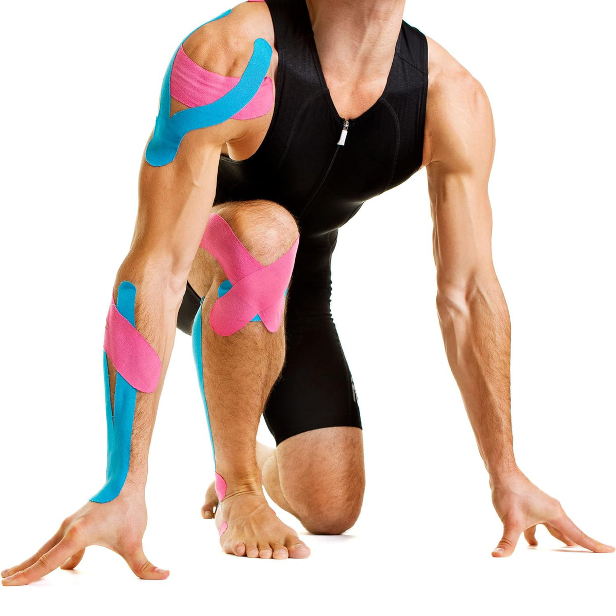 Kinesiologisches Tape - 5 cm x 5 m - Schwarz, elastisch, hautfreundlich, atmungsaktiv und wasserbeständig, ideal für Sport und Therapie.