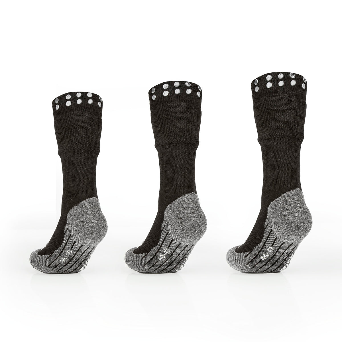 Funktions-Socke mit Doppelschaft - 2er-Set - Größe 44-47 in Schwarz mit Silikonstoppern und verstärkter Polsterung.