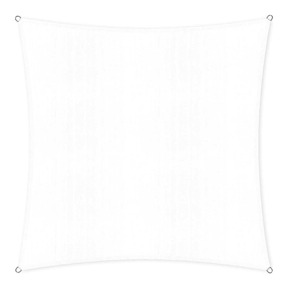 Sonnensegel 100% HDPE mit Stabilisator für UV-Schutz - Quadrat 3 x 3 Meter - Weiß, reißfest und mit rostfreien Ringen.