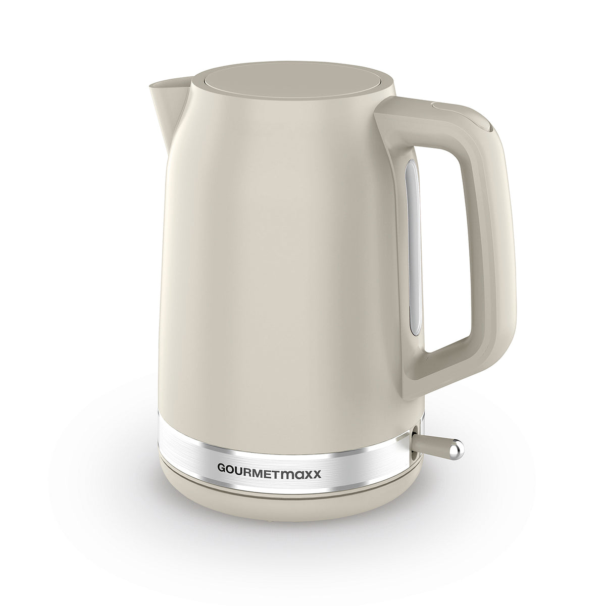 Wasserkocher 1,7l - Vanille kabellos mit 360° Basis, Wasserstandsanzeige und herausnehmbarem Kalkfilter in Cremefarben.