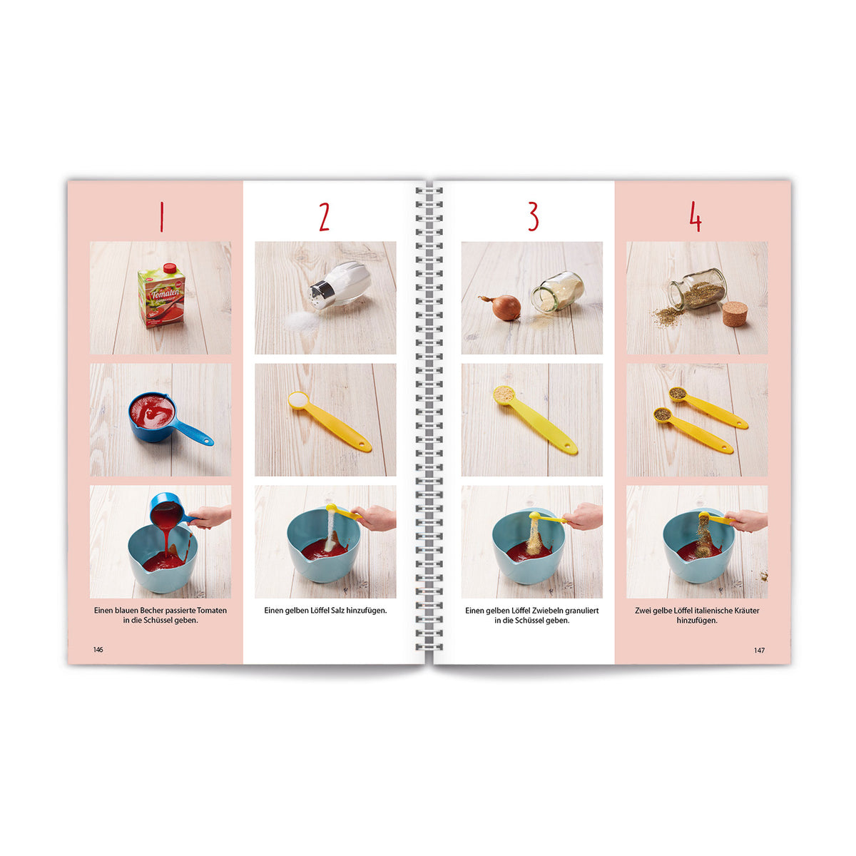 Rezeptbuch (Ergänzungsexemplar ohne Messbecher) - Band 6 - Gesund & Lecker zeigt bebilderte Kindgerechte Kochschritte.