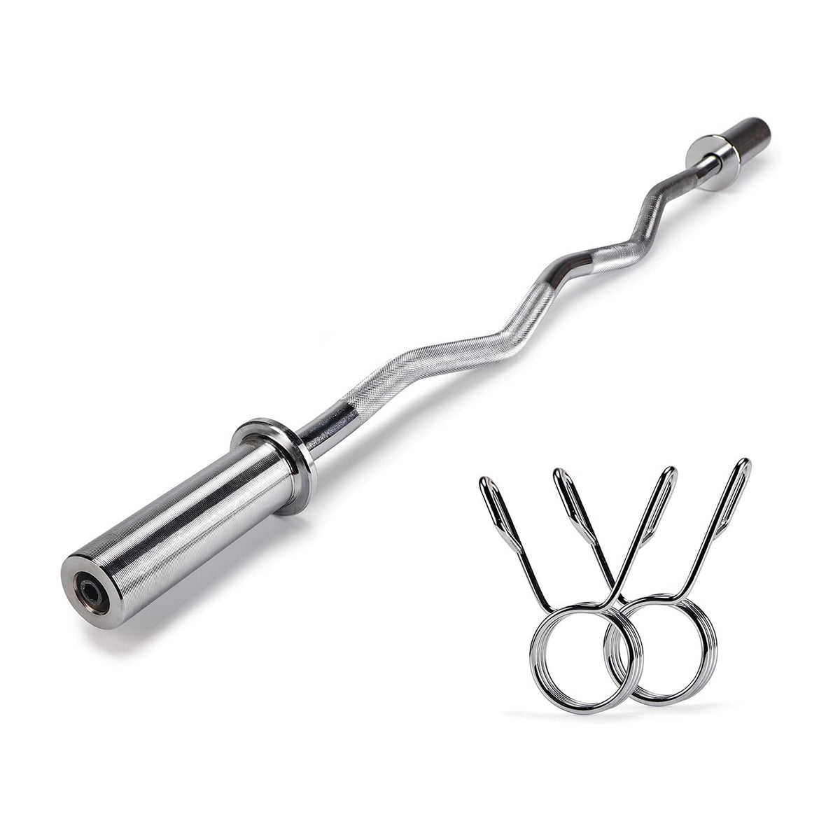 Curlstange - Gebogene Hantelstange aus Gusseisen mit Schraubverschlüssen für sicheres und vielseitiges Krafttraining.