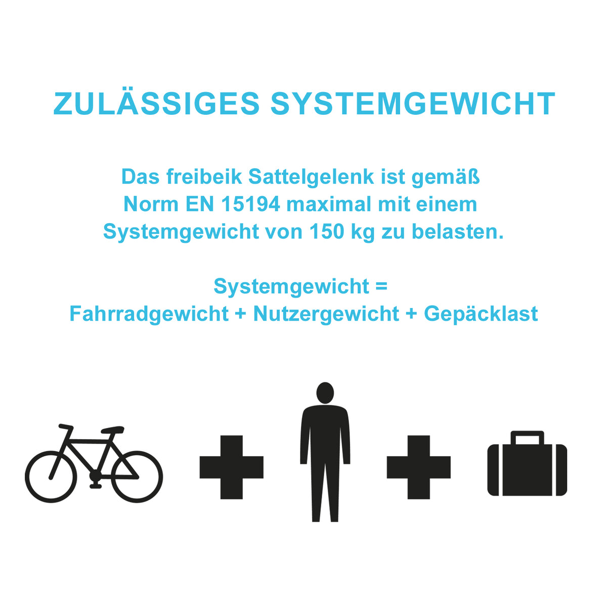 freibeik advanced - Das bewegliche Sattelgelenk 2.0 mit maximalem Systemgewicht von 150 kg für Fahrrad, Nutzer und Gepäck.