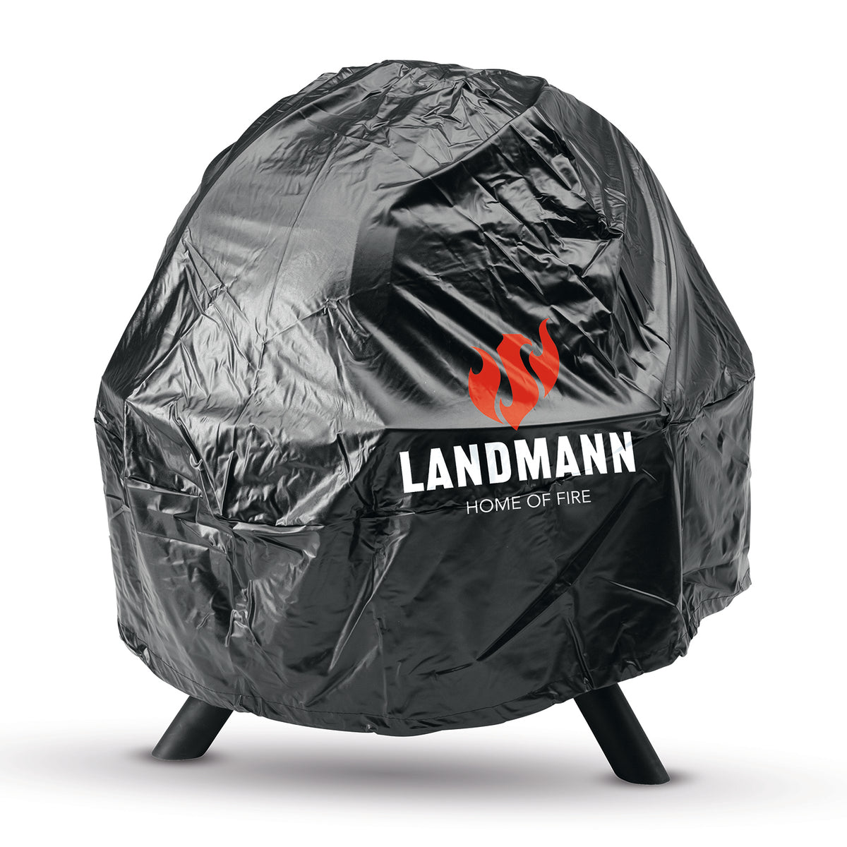 Wetterschutzhaube für Ball of Fire schützt den Feuerkorb vor Regen und Wetter, schwarz mit Landmann Logo, passgenau und robust.