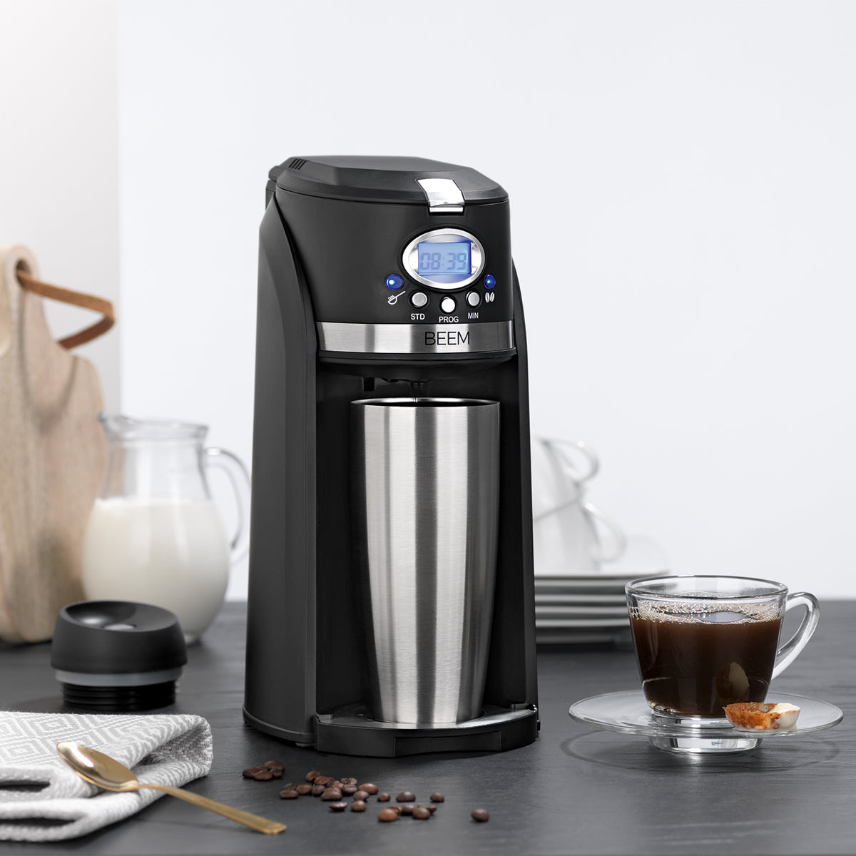 COFFEE2GO Thermobecher - 400 ml in Edelstahl, 100 % auslaufsicher, hält Getränke bis zu 3 Stunden heiß oder kalt, ideal für unterwegs.