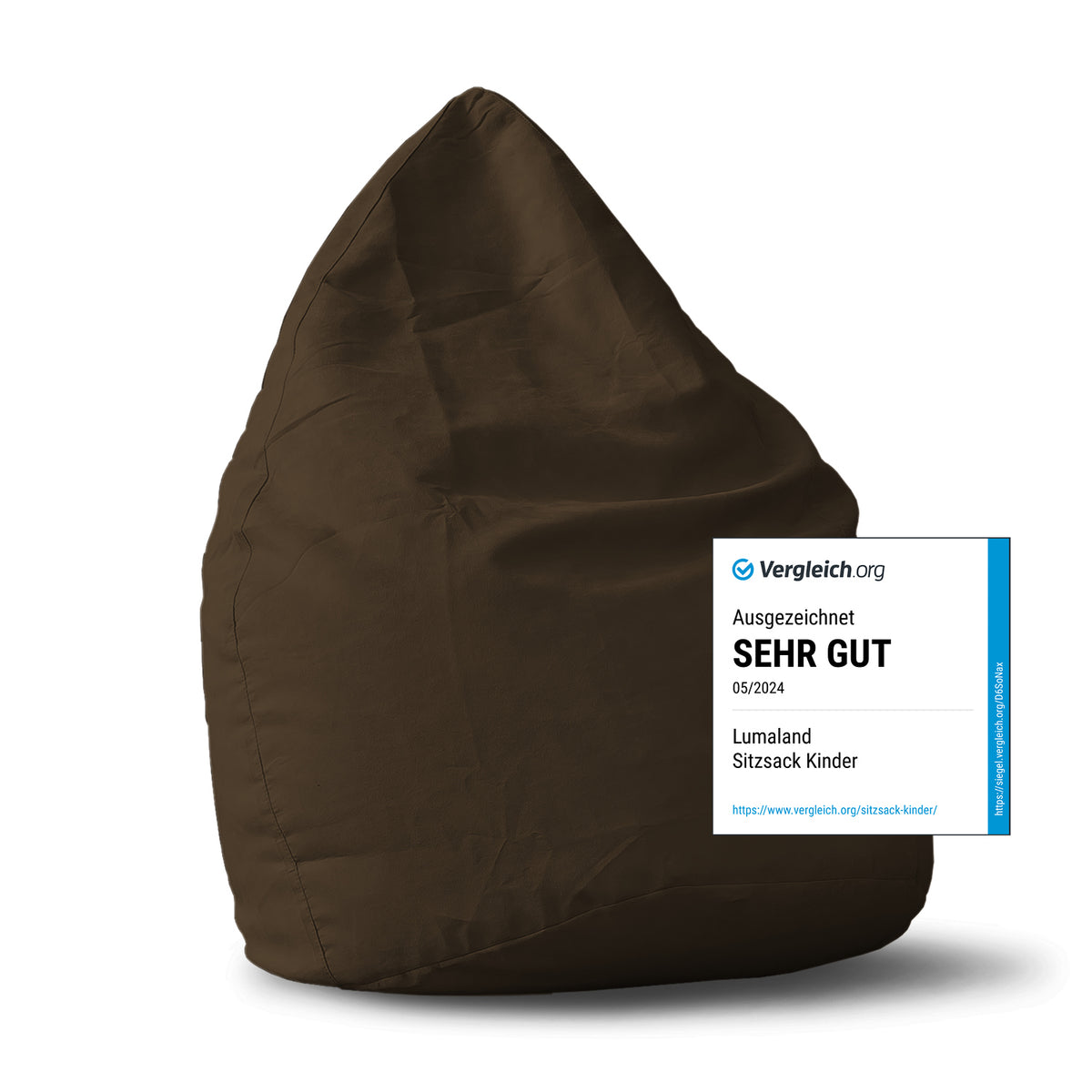 Luxury XL PLUS Sitzsack (220 L) in Braun, indoor, formanpassend mit hochwertiger Lumaland EPS Füllung für optimalen Sitzkomfort.