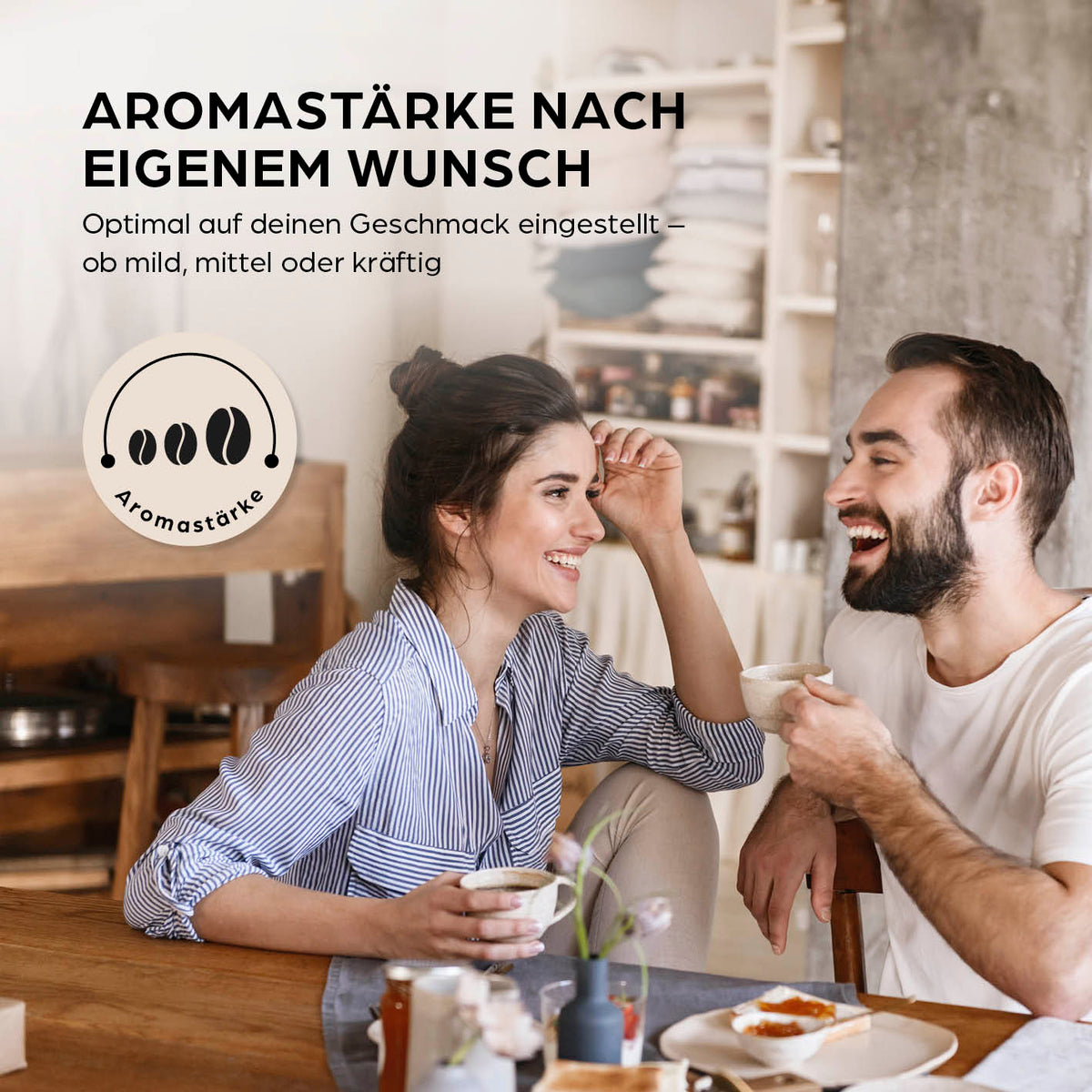 Filterkaffeemaschine Touch Iso - Silber mit individuell einstellbarer Aromastärke für milden, mittleren oder kräftigen Kaffeegenuss.