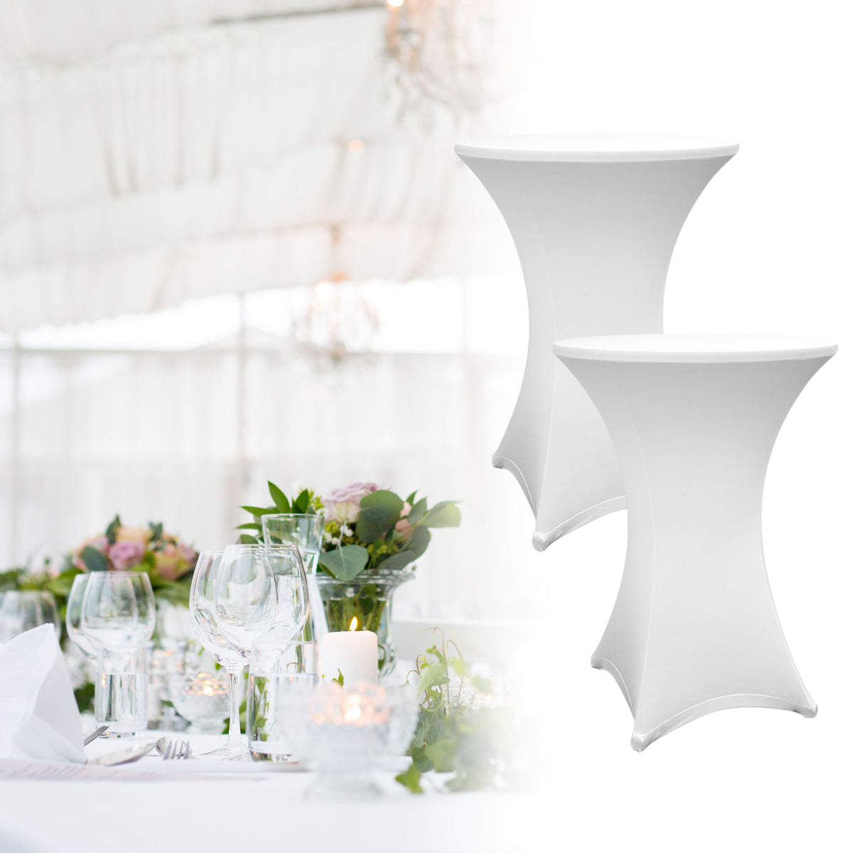 Stehtischhusse - Tisch Bezug - Husse - Ø 70-75 cm - Weiß - 10er-Set, elegant, abwischbar, waschbar, für Bistrotische.