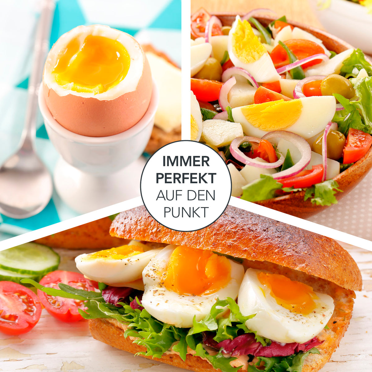 Eierkocher für 7 Eier mit transparentem Deckel, beleuchtetem Schalter und herausnehmbarem Eierhalter für perfektes Kochen.
