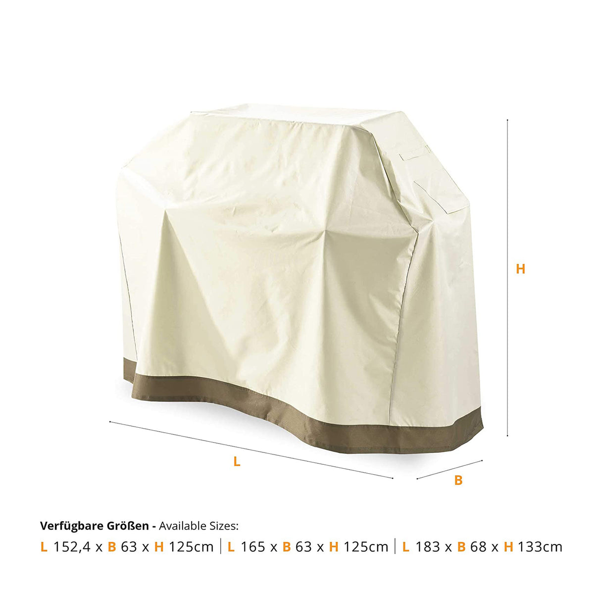 Gartenmöbelabdeckung Grill Abdeckhaube 152,4x63x125 cm beige, wasser- und witterungsbeständig, mit Tragegriffen und robustem Oxford 600D Gewebe.