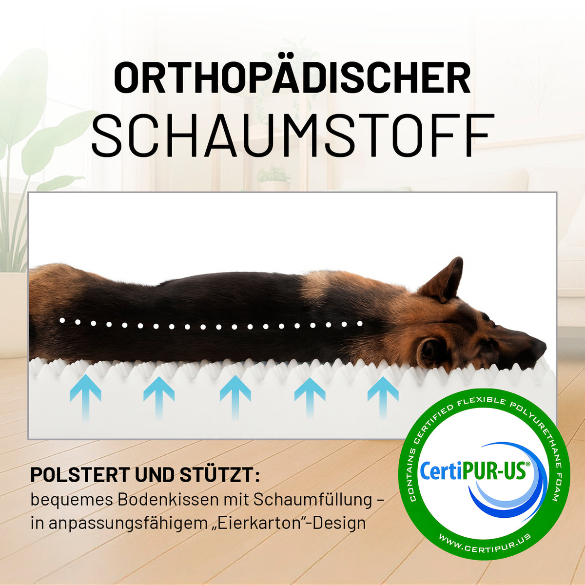 Komfort-Hundebett aus der LUMALAND Cord-Reihe - Gr. S - 70 x 60 cm - Grau mit orthopädischem, anpassungsfähigem Schaumstoff für optimalen Komfort.