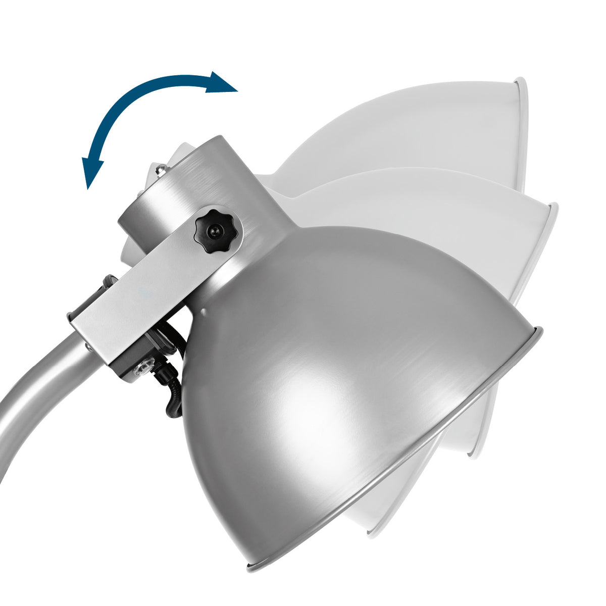 Infrarot-Heizstrahler mit Standfuß, verstellbarer Lampenkopf für gezielten Wärmespot im modernen Lampen-Design.