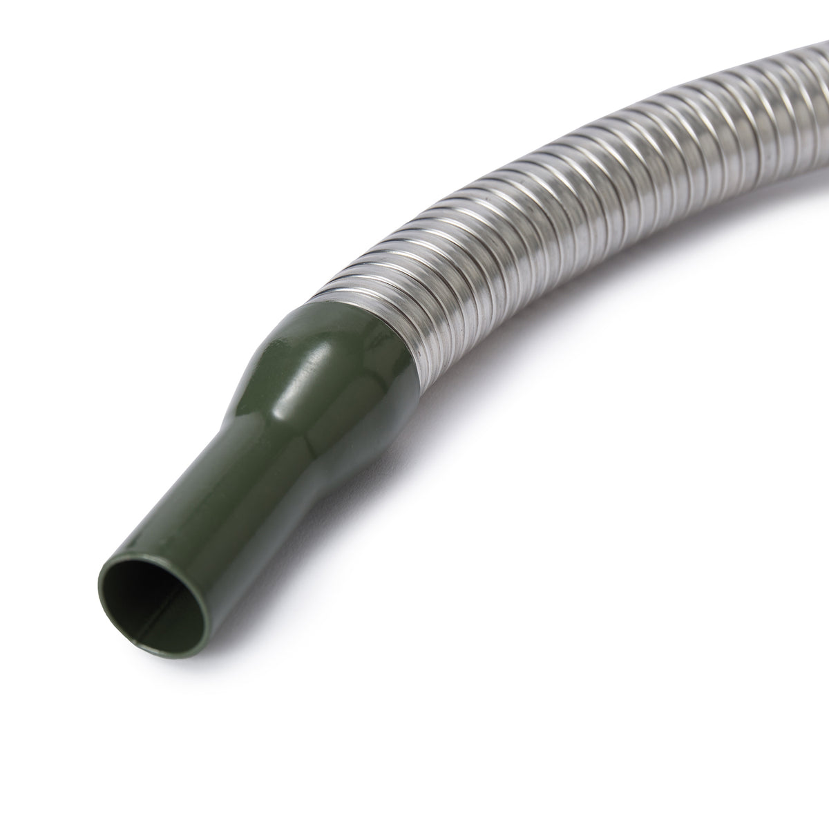 Flexibler Ausgießer für Benzin für Metall-Kraftstoffkanister Olivgrün, 25 cm lang mit Entlüftungskanal und Filtersystem.